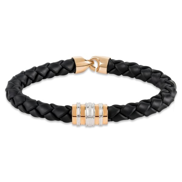 Pulseira ouro bicolor com cauchu