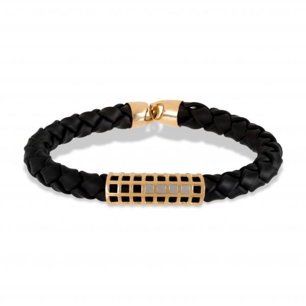 Pulseira ouro bicolor com cauchu