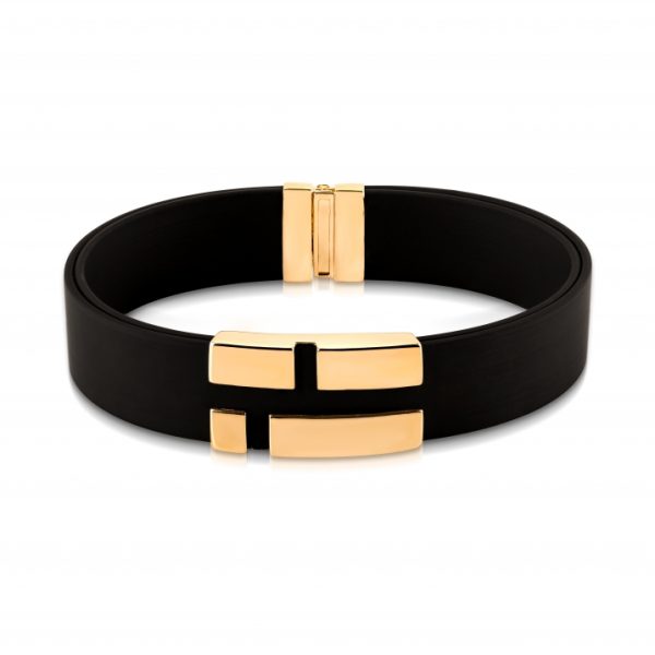 Pulseira ouro amarelo com cauchu