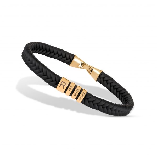 Pulseira ouro amarelo com cauchu