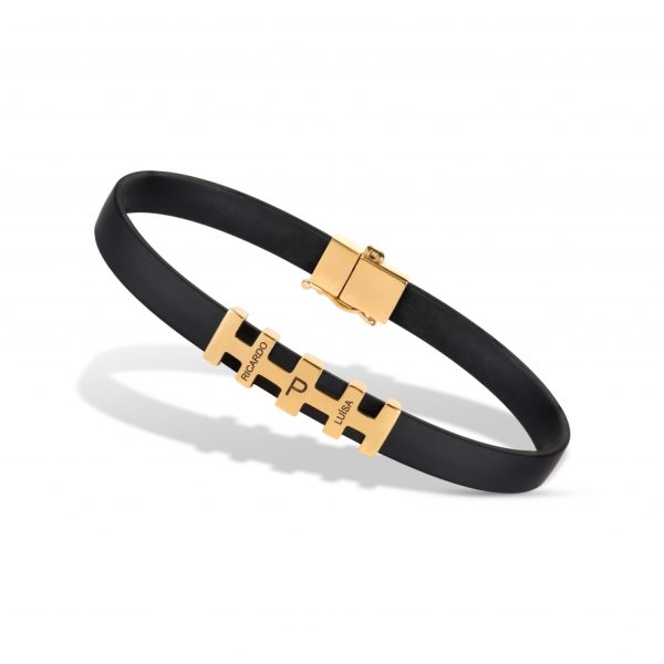Pulseira ouro amarelo com cauchu