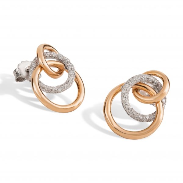 Tornilhos ouro bicolor com pedras zircónias