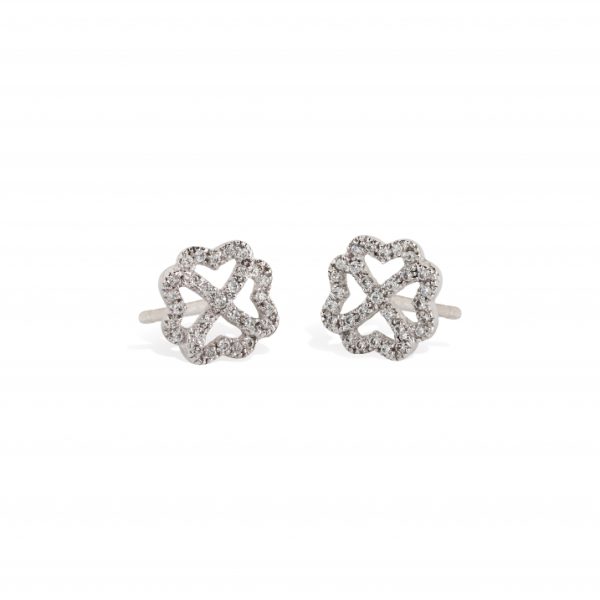 Tornilhos ouro branco com pedras zircónias