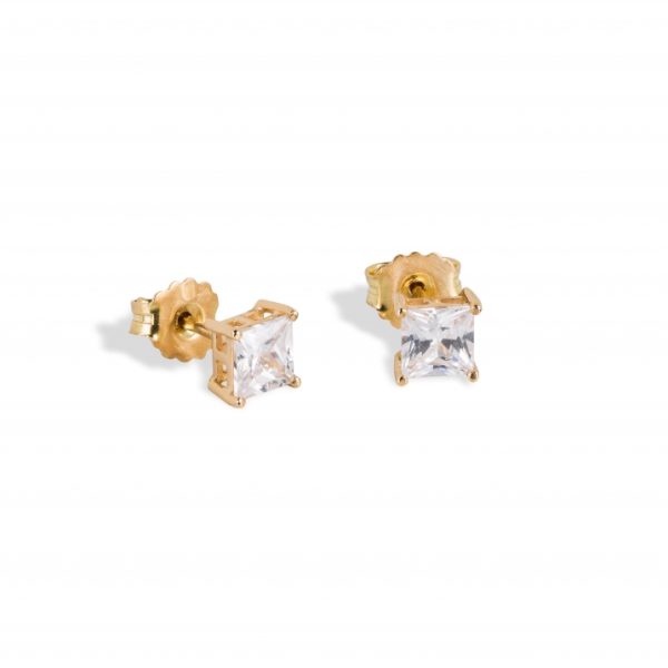 Tornilhos ouro amarelo com pedras zircónias