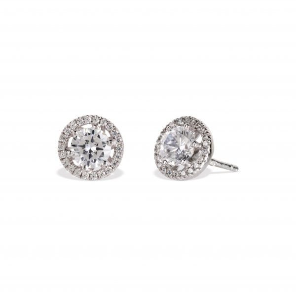Tornilhos ouro branco com pedras zircónias