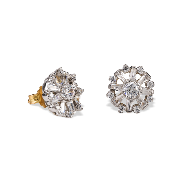 Tornilhos ouro bicolor com pedras zircónias