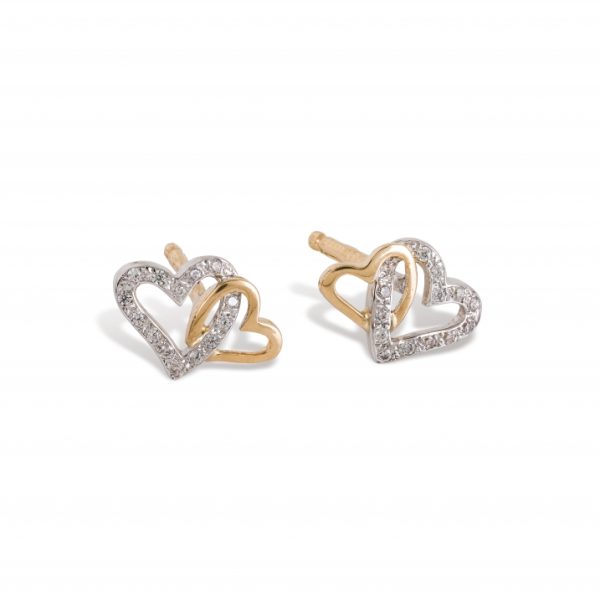 Tornilhos ouro bicolor com pedras zircónias