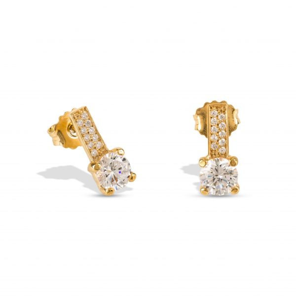 Tornilhos em ouro amarelo com pedras zircónias
